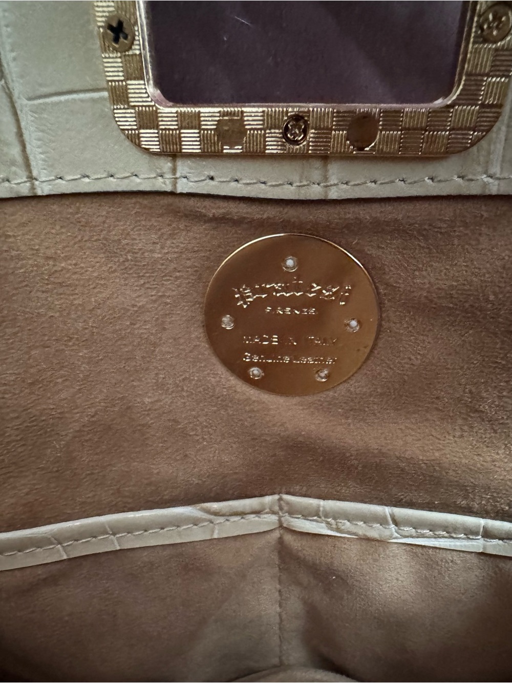 Pratesi Sarteano Croc Embossed Leather Bag - Picture 14 of 16
